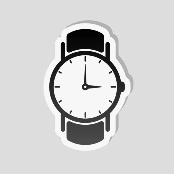 Reloj Mano Clásico Con Flechas Icono Estilo Etiqueta Con Borde — Vector de stock