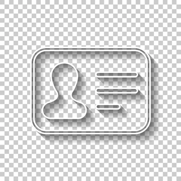 Icône Carte Identité Profil Identité Signe Contour Blanc Avec Ombre — Image vectorielle