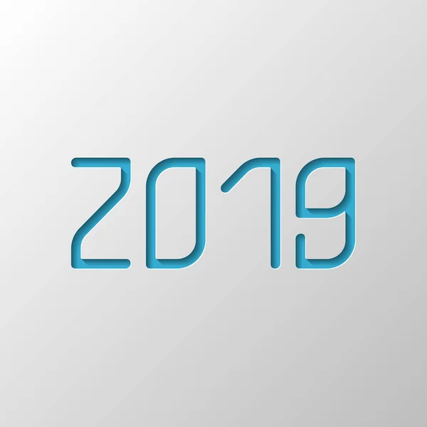 2019 Sayı Simgesi Yeni Yılınız Kutlu Olsun Kağıt Tasarımı Gölge — Stok Vektör