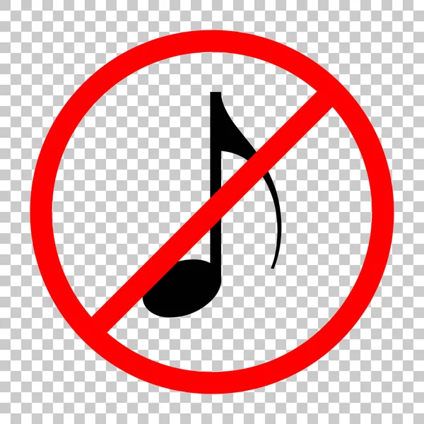 Ícone Nota Musical Não Permitido Objeto Preto Sinal Aviso Vermelho — Vetor de Stock
