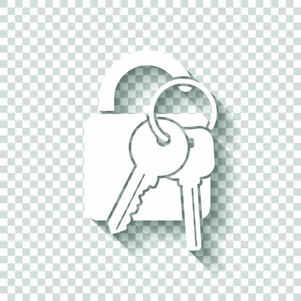解锁和键图标 白色图标 在透明背景上有阴影 — 图库矢量图片