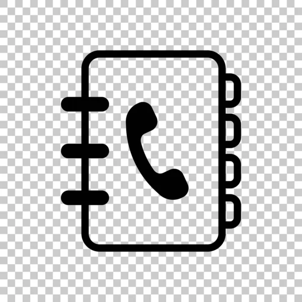 封面上有电话牌子的通讯录 简单的图标 线性符号与薄轮廓 在透明的背景下 — 图库矢量图片