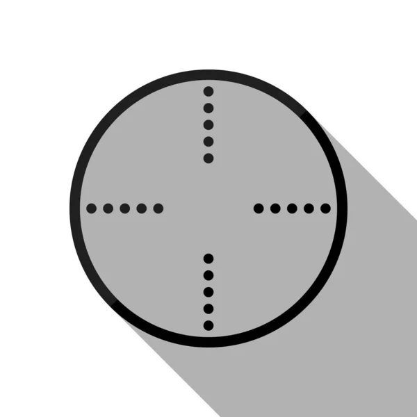 Einfaches Zielsymbol Schwarzes Objekt Mit Langem Schatten Auf Weißem Hintergrund — Stockvektor