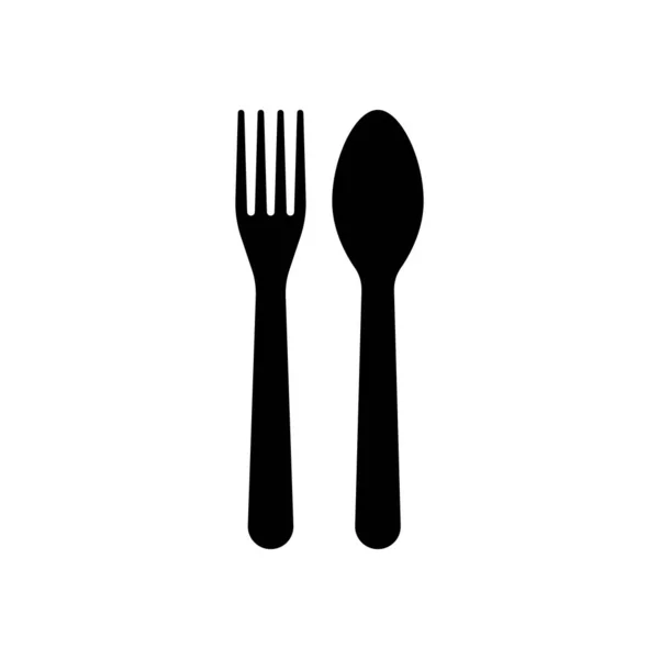 Fork Spoon Icon Kitchen Tools Black White Background — Stock Vector