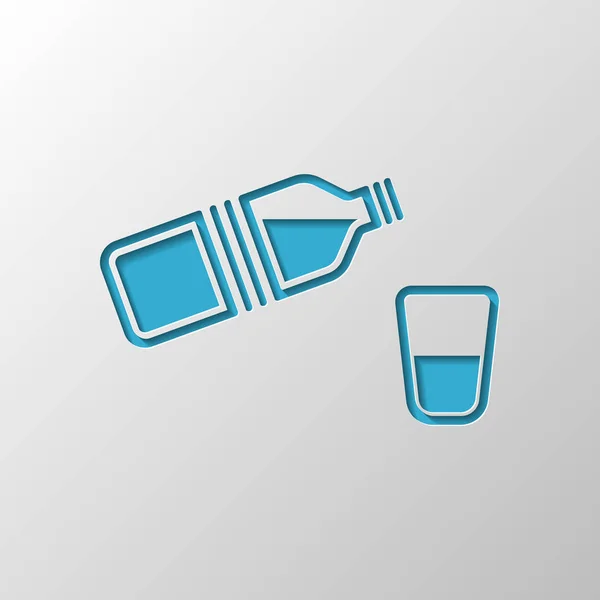 Fles Water Glas Eenvoudige Één Pictogram Ontwerp Voor Een Papieren — Stockvector