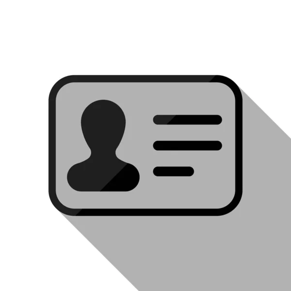 Icône Carte Identité Profil Identité Objet Noir Avec Une Ombre — Image vectorielle