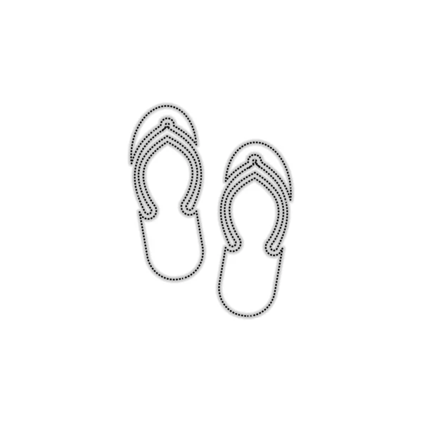 Beach Slippers Flip Flops Icon Dotted Outline Silhouette Shadow White — Stock Vector