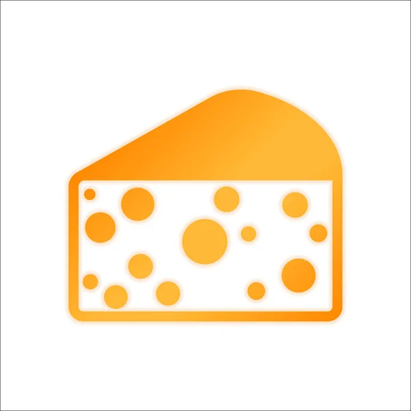 一块奶酪图标 橙色标志与低光在白色背景 — 图库矢量图片