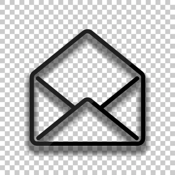 Icono Correo Abierto Icono Vidrio Negro Con Sombra Suave Sobre — Vector de stock