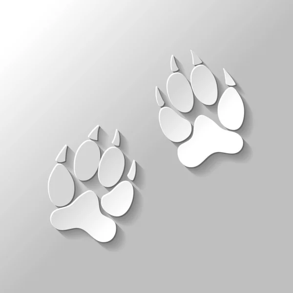 Animal Tracks Icon Estilo Papel Con Sombra Sobre Fondo Gris — Vector de stock