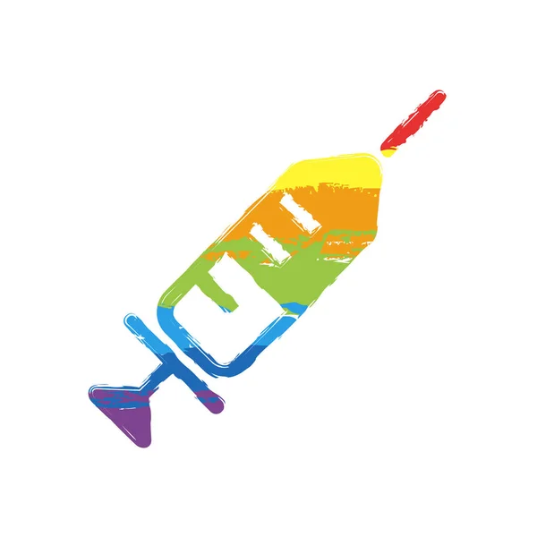 简单的喷射器图标 Lgbt 风格的绘图符号 七种颜色的彩虹 — 图库矢量图片
