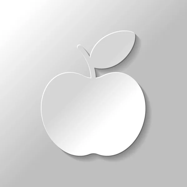 簡単なリンゴのアイコン 灰色の背景に影を紙のスタイル — ストックベクタ