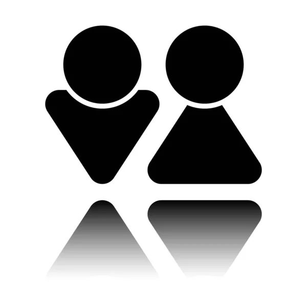 男性和女性符号集 简单图标 黑色图标 白色背景上有镜面反射 — 图库矢量图片