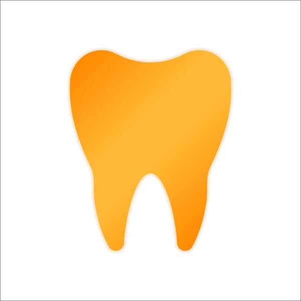 Silhouette Tooth Simple Icon Orange Sign Low Light White Background — Stock Vector