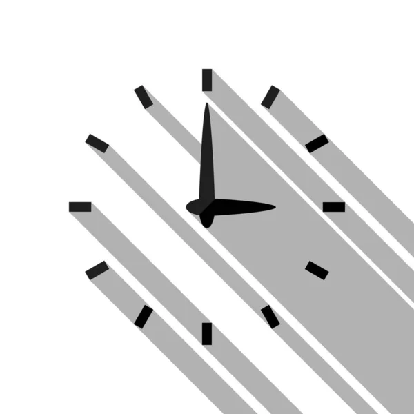 Simple Icône Horloge Objet Noir Avec Une Ombre Longue Sur — Image vectorielle