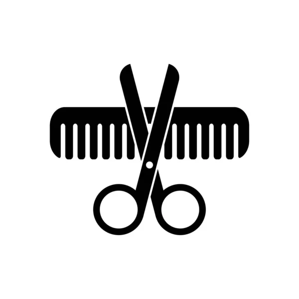 Schere Und Haarbürste Gekreuzte Werkzeuge Des Friseurs — Stockvektor