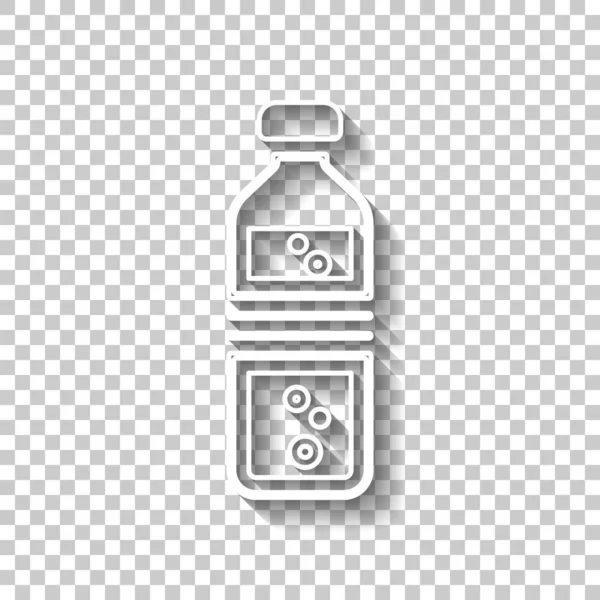 Бутылка Воды Пузырьками Просто Одна Иконка Знак Белого Контура Тенью — стоковый вектор