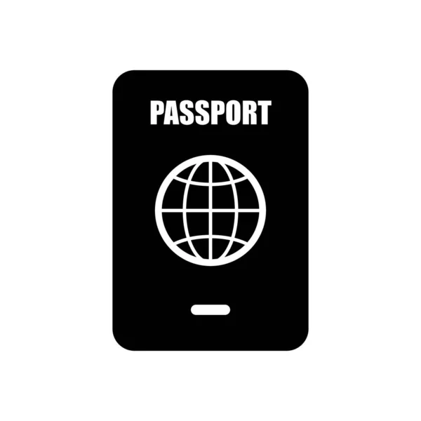 Passaporte Ícone Simples Ícone Preto Fundo Branco — Vetor de Stock