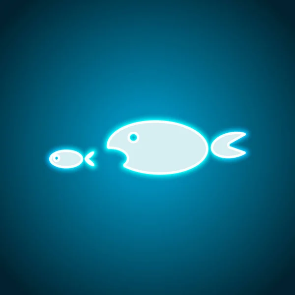 Кулак Поедающий Рыбу Неоновый Стиль Значок Светлого Декора Яркий Электрический — стоковый вектор