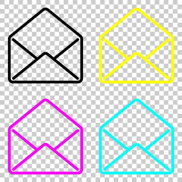 Mail Öffnen Icon Farbige Reihe Von Cmyk Symbolen Auf Transparentem — Stockvektor