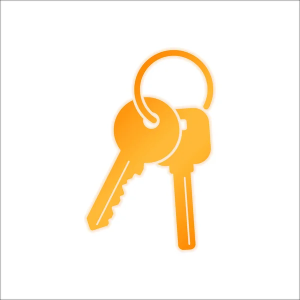 Ключи Иконке Кольца Оранжевый Знак Низким Освещением Белом Фоне — стоковый вектор
