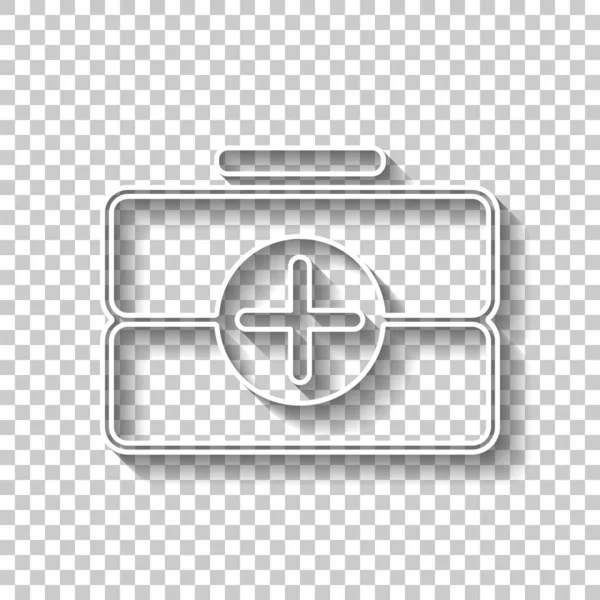 Аптечка Контурный Символ Знак Белого Контура Тенью Прозрачном Фоне — стоковый вектор