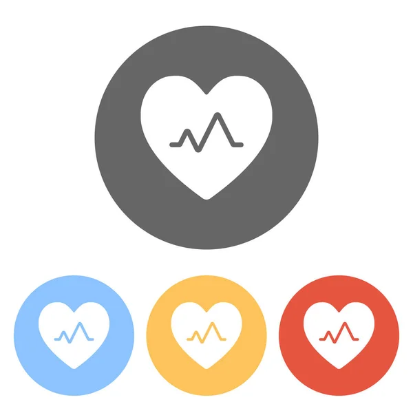 Cardiac Pulse Heart Pulse Line Simple Single Icon Set White — Stock Vector