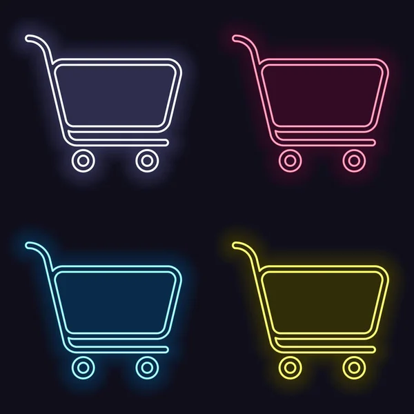 Shopping Cart Pictogram Eenvoudige Lineaire Pictogram Met Dunne Rand Set — Stockvector