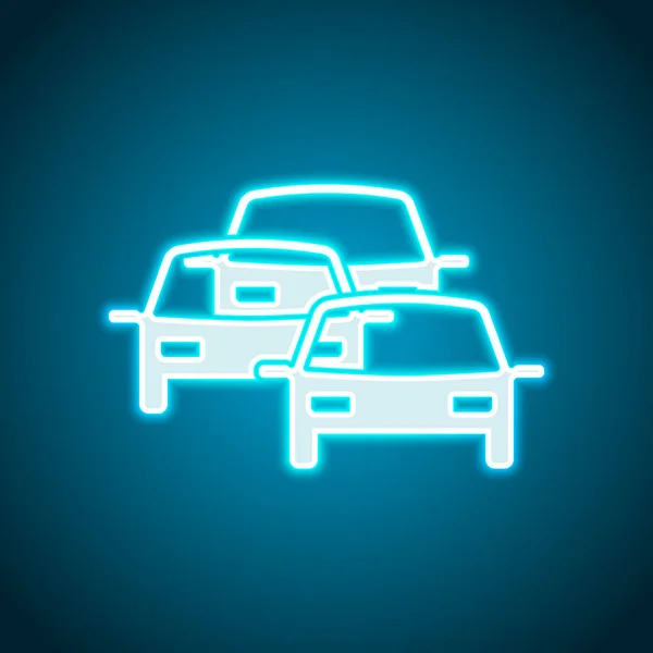 Traffic Jam Ikonra Neon Stílus Fénydekoráció Ikonra Világos Elektromos Szimbólum — Stock Vector