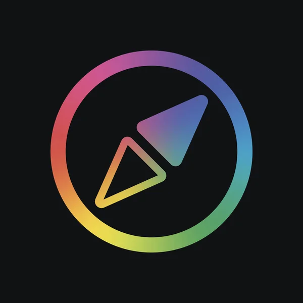 Einfaches Kompass Symbol Regenbogenfarbe Und Dunkler Hintergrund — Stockvektor
