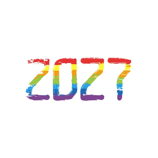 Ícone Número 2027 Feliz Ano Novo Sinal Desenho Com Estilo — Vetor de Stock
