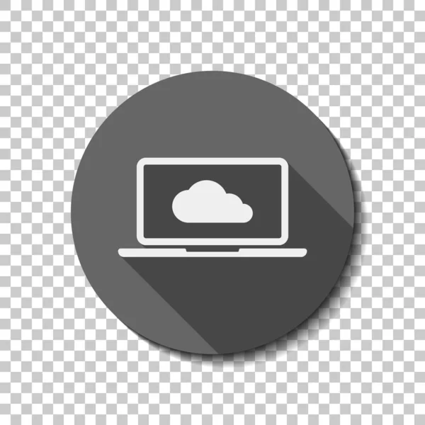 Cloud Technologie Software Laptop Cloud Witte Vlakke Pictogram Met Lange — Stockvector