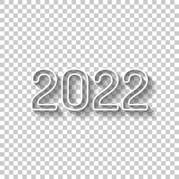 2022 数字アイコン 明けましておめでとう 透明な背景に影と白いアウトライン記号 — ストックベクタ