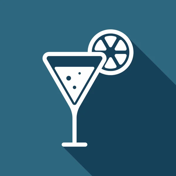 Cocktail Med Citron Skiva Ikon Vit Platt Ikon Med Långa — Stock vektor