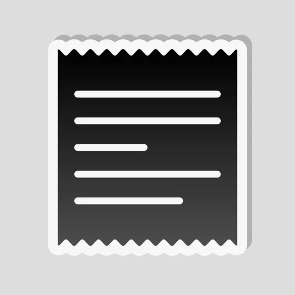 Receipt Icon Sticker Style White Border Simple Shadow Gray Background — Stock Vector