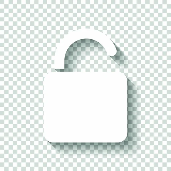 Unlock Icon White Icon Shadow Transparent Background — Stock Vector