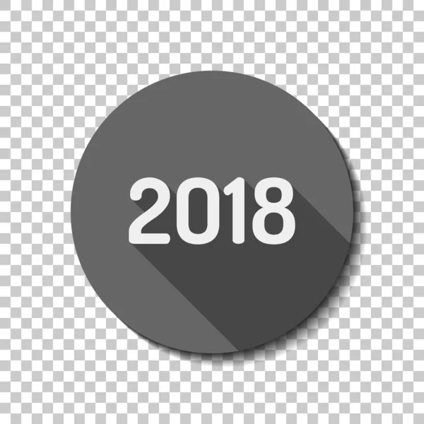 2018年数字图标 新年快乐 平面图标 长阴影 透明网格 徽章或贴纸样式 — 图库矢量图片