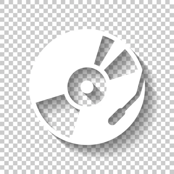 Vintage Vinyl Audio Disc Player Simple Icon Music Logo White — Stock Vector