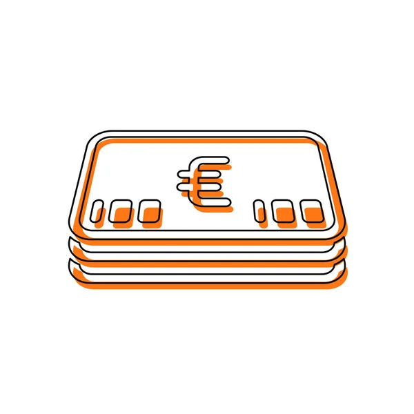ユーロのお金のバウチァのパック ビジネス アイコン 分離アイコンが黒の薄い輪郭とオレンジ移動異なるレイヤー上充填から成る 白背景 — ストックベクタ