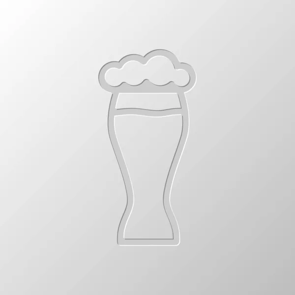 Beer Glass Simple Linear Icon Thin Outline Paper Design Cutted — Stock Vector