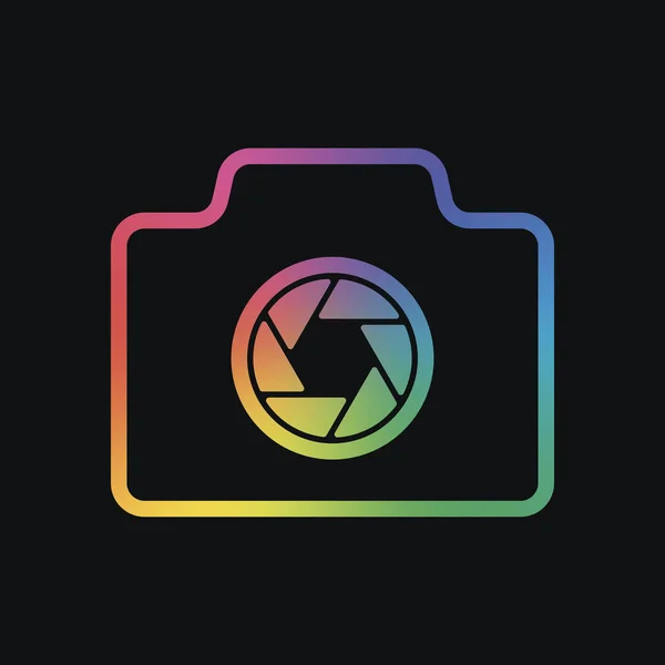 Fotokamera Lineares Symbol Mit Dünnem Umriss Einfaches Symbol Regenbogenfarbe Und — Stockvektor