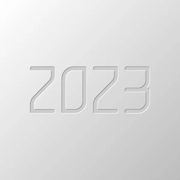 Иконка Номера 2023 Новым Годом Бумажный Дизайн Вырезанный Символ Стиль — стоковый вектор