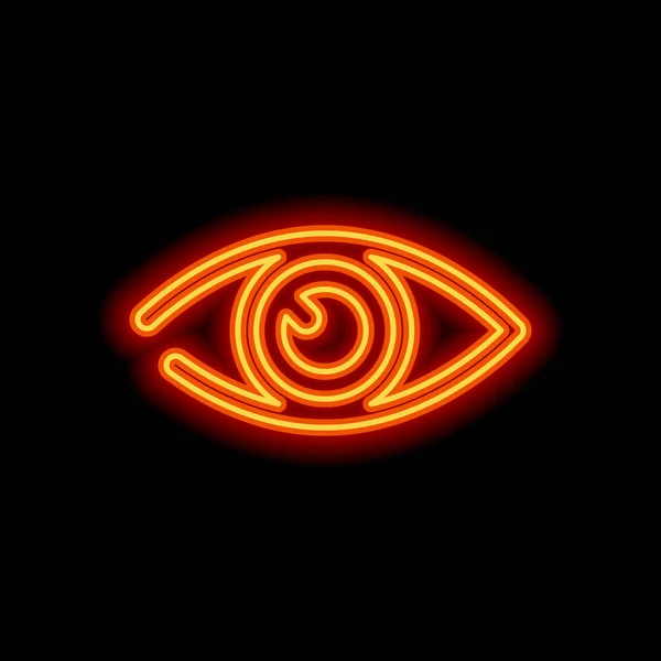 Jednoduché Oči Ikonu Oranžový Neon Styl Černém Pozadí Ikonu Semaforu — Stockový vektor