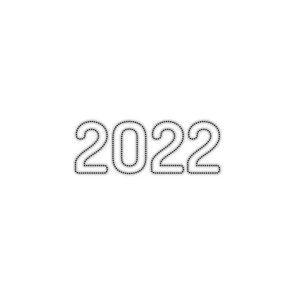 Icône Numéro 2022 Bonne Année Silhouette Contour Pointillé Avec Ombre — Image vectorielle