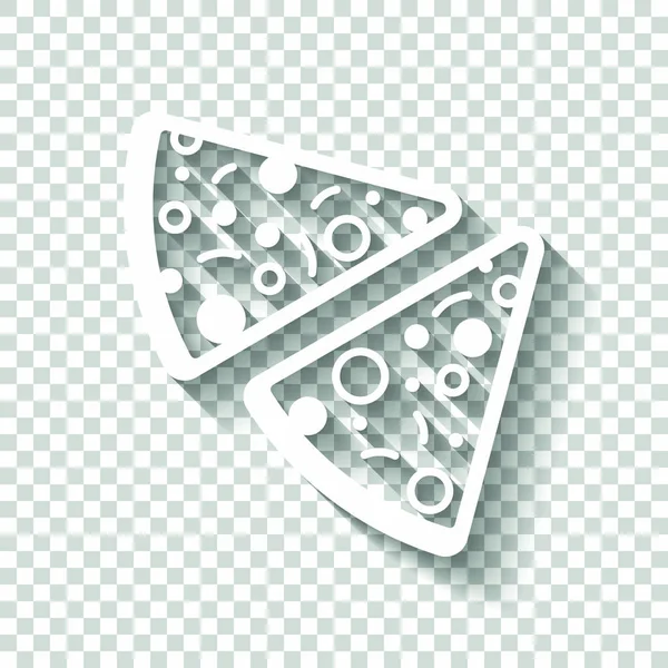 Trozos Pizza Icono Icono Blanco Con Sombra Sobre Fondo Transparente — Vector de stock