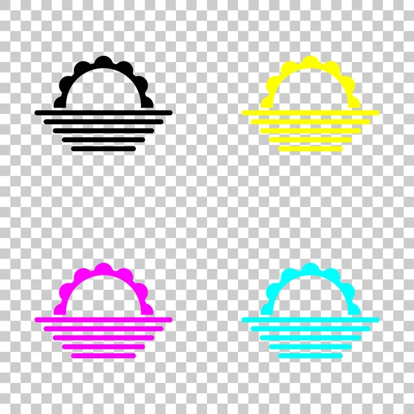 Güneş doğuyor. basit hava simgesi. Cmyk simgeleri şeffaf arka plan üzerinde renkli dizi