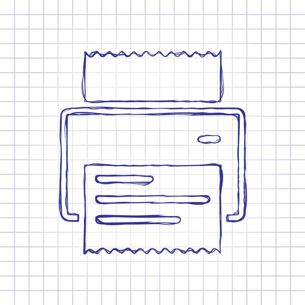 Impresora Recibo Icono Simple Cuadro Dibujado Mano Hoja Papel Tinta — Vector de stock