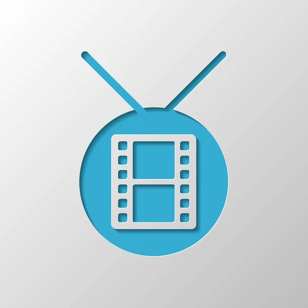 Círculo Televisión Con Icono Tira Película Diseño Papel Símbolo Cortado — Vector de stock
