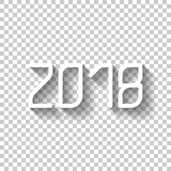 2018 Nummer Pictogram Gelukkig Nieuwjaar Witte Icoon Met Schaduw Transparante — Stockvector