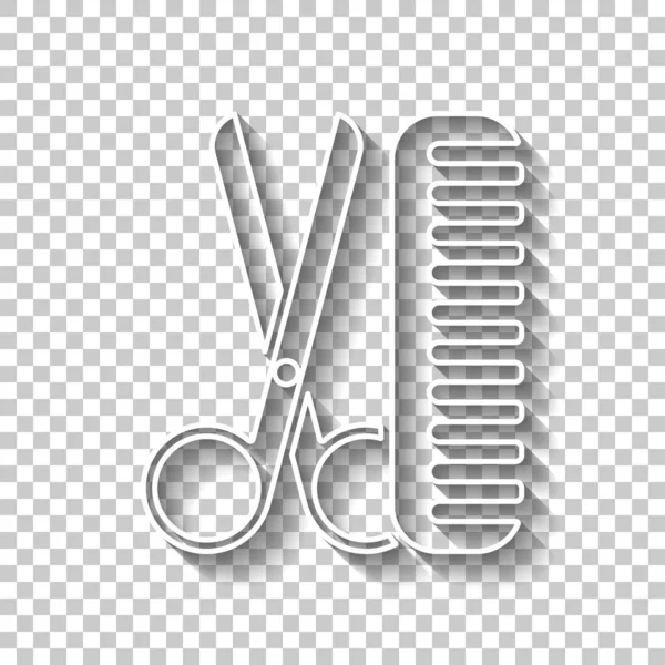 Tijeras Cepillo Para Cabello Herramientas Barbero Señal Contorno Blanco Con — Vector de stock